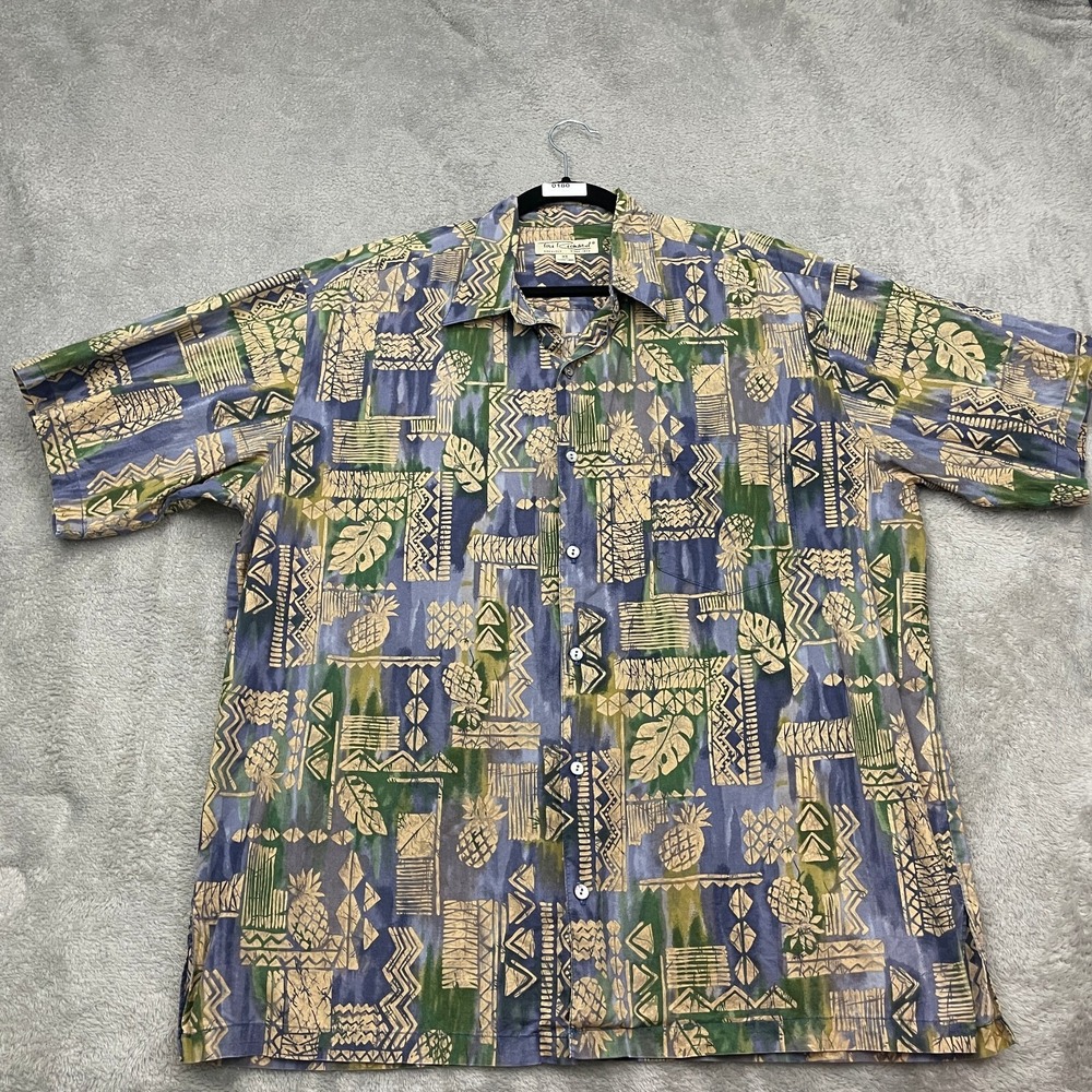 VTG Tori Richard Hawaiian Shirt‎ Mens XL Multicolor Tribal Aztec Cotton Lawn 80s